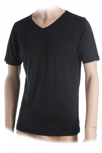 Unterhemd, Shirt, V-Ausschnitt, 100% Seide, Interlock, Schwarz, S